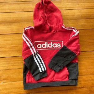 Adidas red/black hoodie with pockets